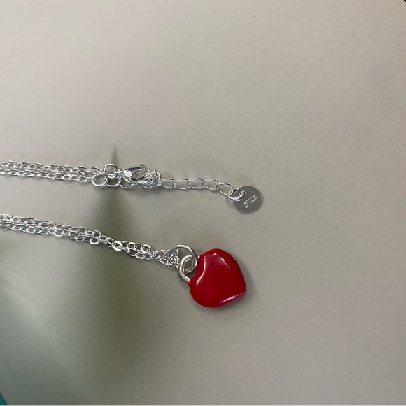 Tiffany & Co. Silver Necklace with Red Heart Charm - Picture 2 of 3
